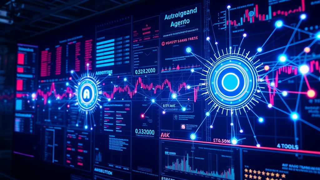 Illustration of autonomous AI trading agent balancing stock market risks and rewards